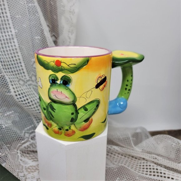 Frog Coffee Mug Lilly Pad Handle Tea Cup - Picture 1 of 8